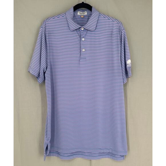 Peter Millar Summer Comfort Polo Shirt Mens Medium Blue Striped Belfair Golf - Picture 1 of 7
